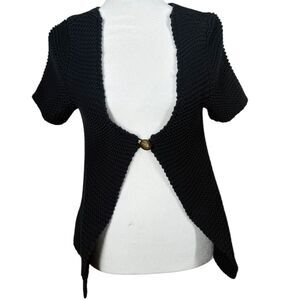 Y2k Banana Republic Black Knit Cardigan Womens Sz S 2000s Grunge Short Sleeve